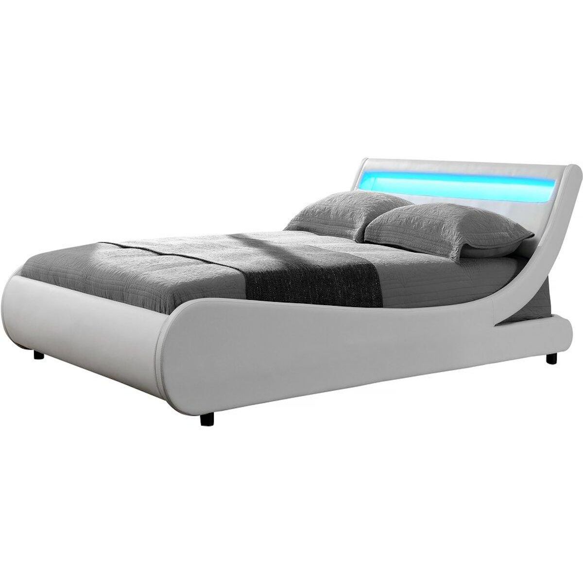 Habitat et Jardin Lit LED  Natacha  - 160 x 200 cm - Blanc