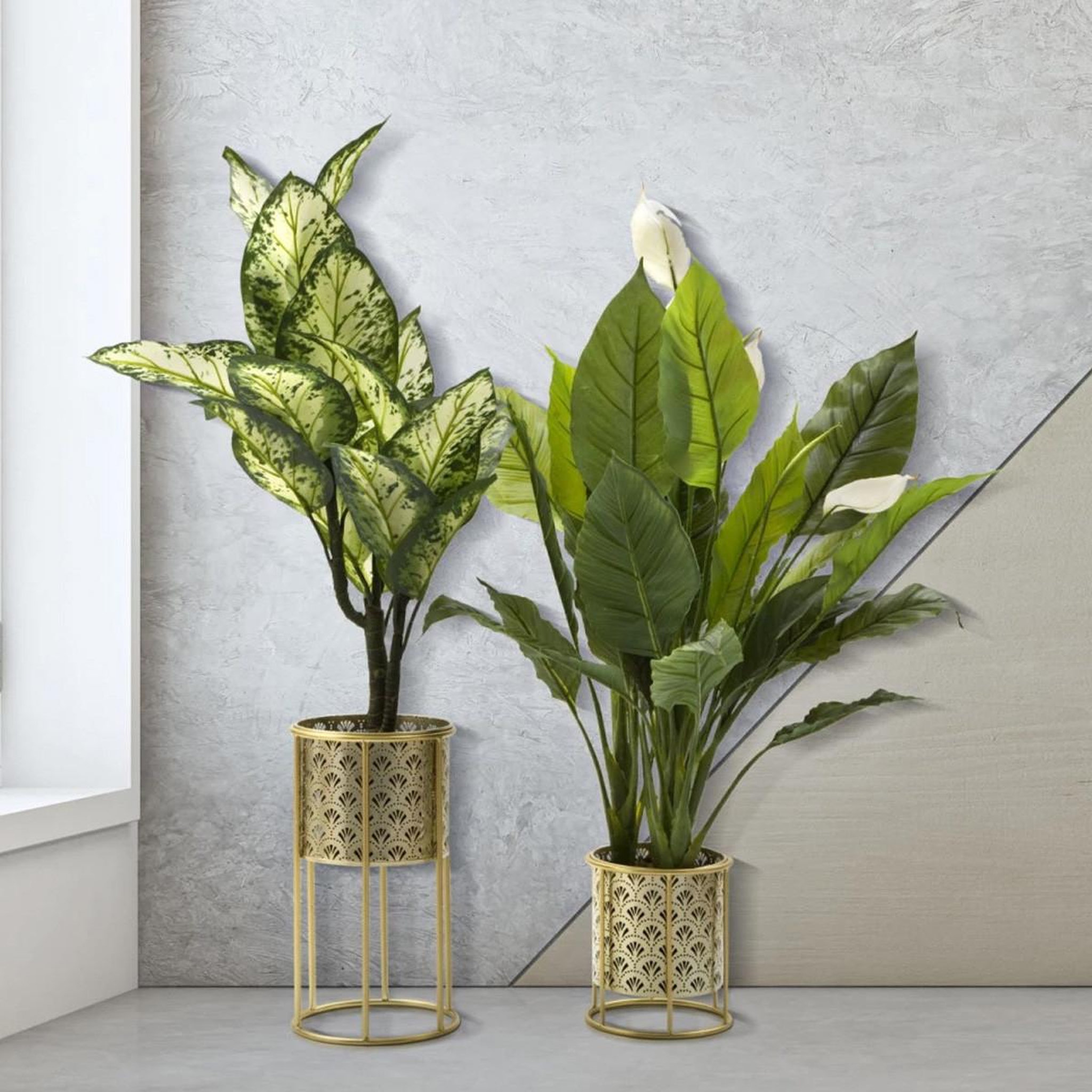 Voir la diapositive 6 : Paris Prix Lot de 2 cache-pots sur pied  glovy  40cm or