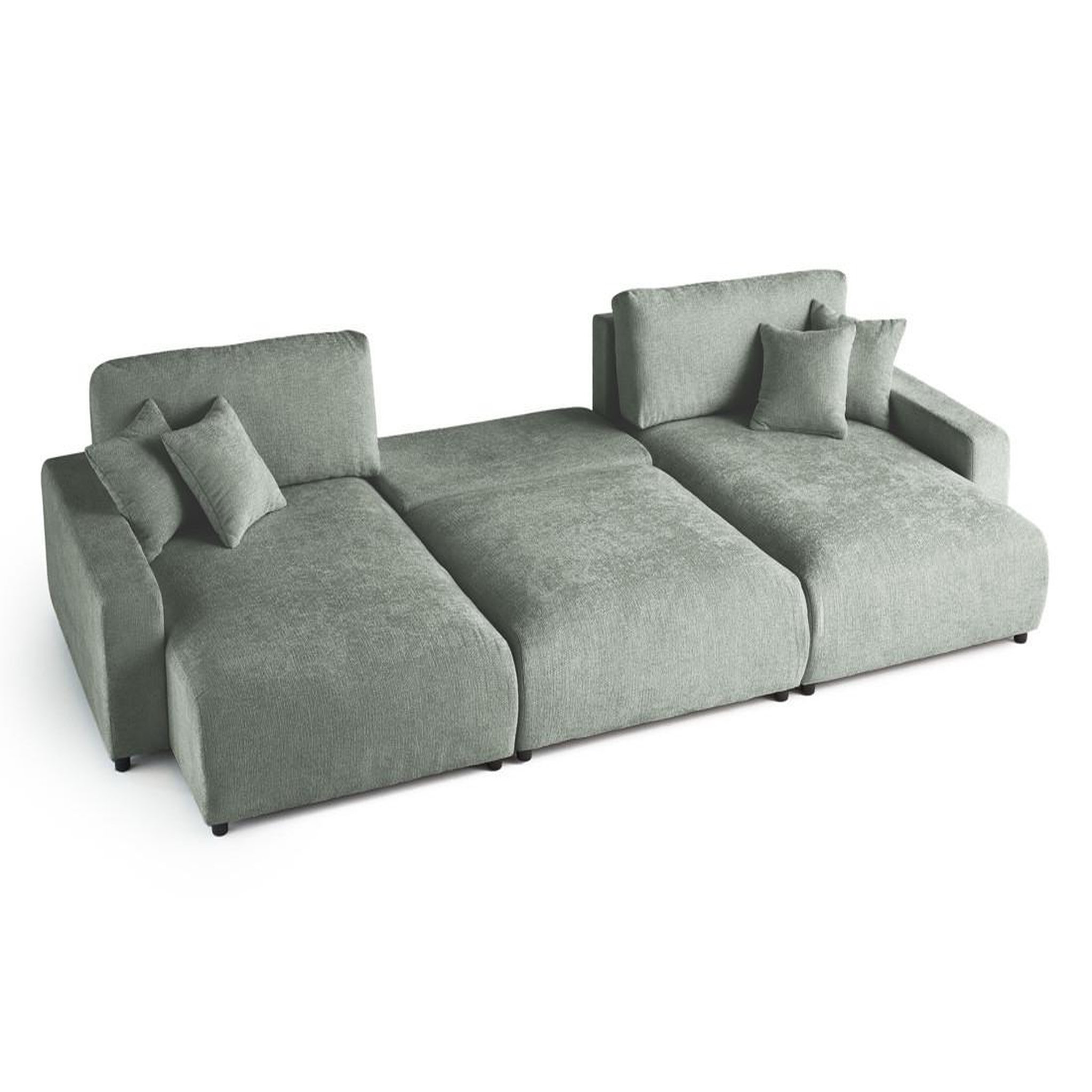 Voir la diapositive 3 : BEST MOBILIER Pivoine - canapé panoramique en u - 7 places - convertible avec coffre - en velours texturé