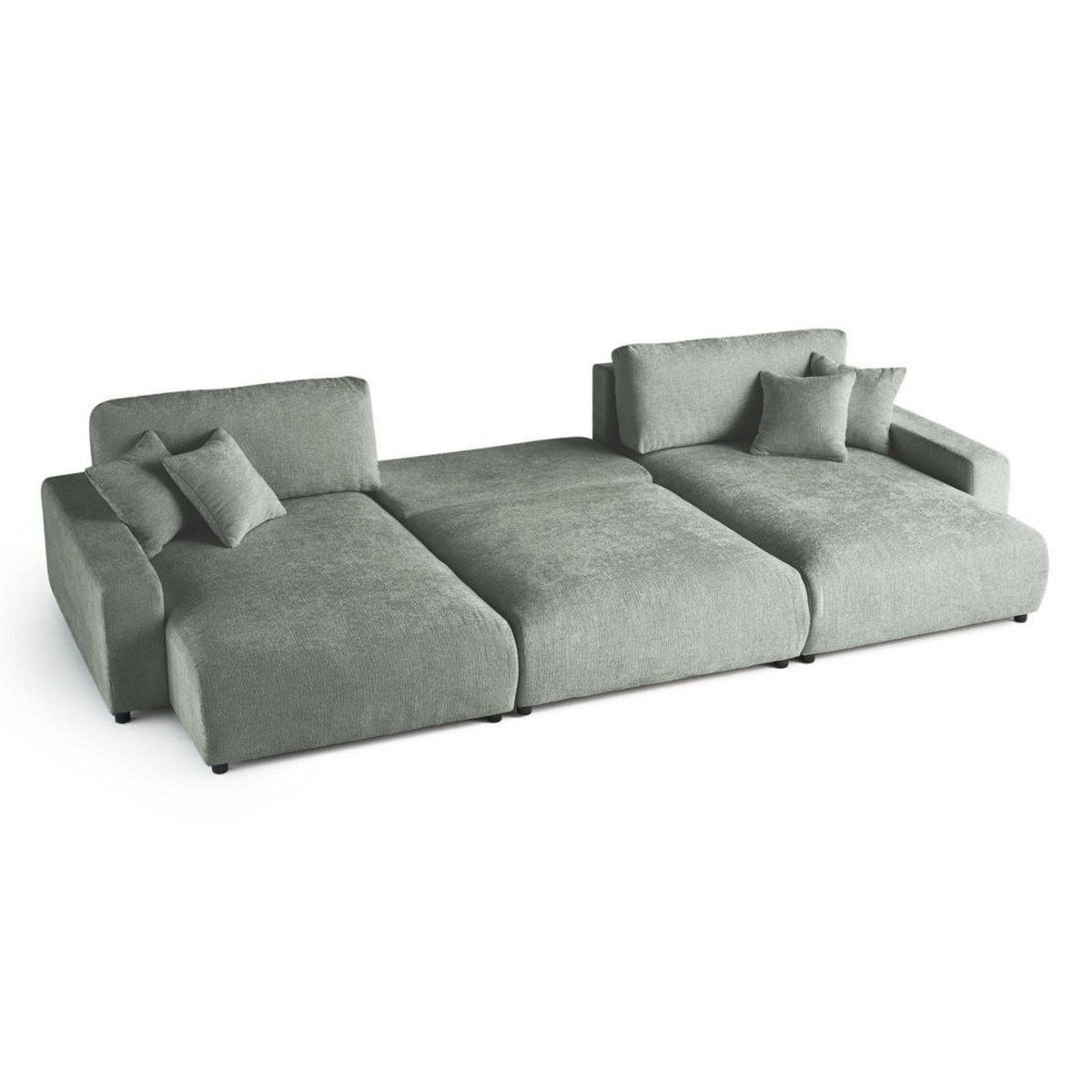 LISA DESIGN Pivoine - canapé panoramique en u - 7 places - convertible avec coffre - en velours texturé