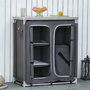 Voir la diapositive 2 : OUTSUNNY Cuisine de camping - meuble camping - armoire de camping - plan de travail, nombreux rangements, sac transport inclus - armature alu. Oxford gris