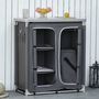 Voir la diapositive 2 : OUTSUNNY Cuisine de camping - meuble camping - armoire de camping - plan de travail, nombreux rangements, sac transport inclus - armature alu. Oxford gris