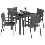 OUTSUNNY Ensemble de jardin 4 personnes chaises empilables table extensible 80/160L cm alu. teslin antracite