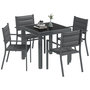 Voir la diapositive 1 : OUTSUNNY Ensemble de jardin 4 personnes chaises empilables table extensible 80/160L cm alu. teslin antracite