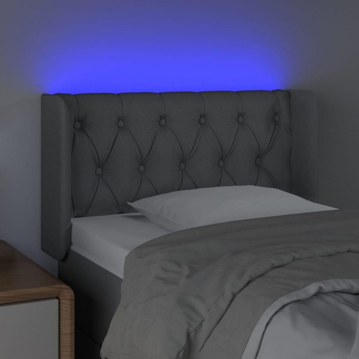 VIDAXL Tete de lit a LED Gris clair 83x16x78/88 cm Tissu