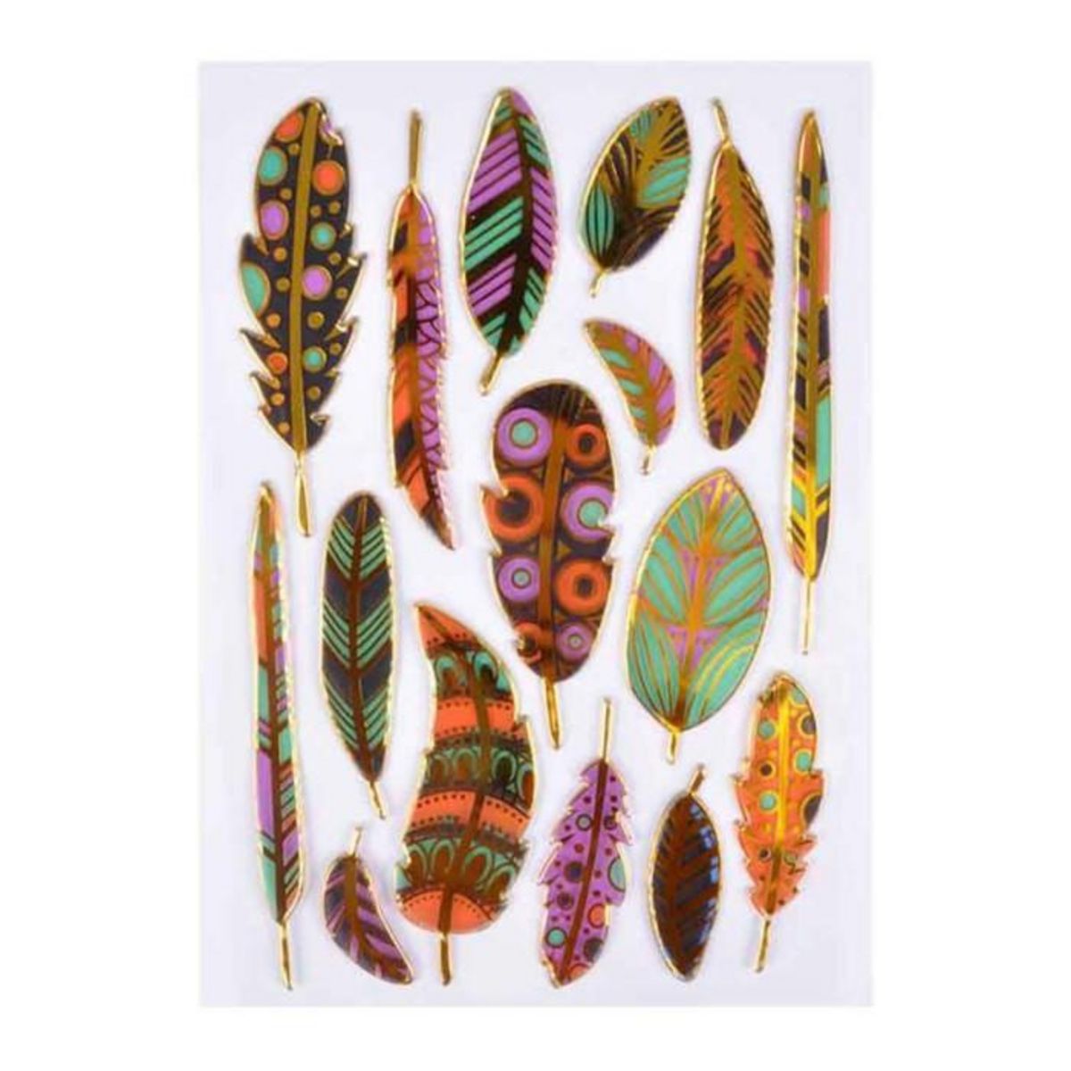 Paris Prix Stickers Effet Métal  Plumes  Multicolore