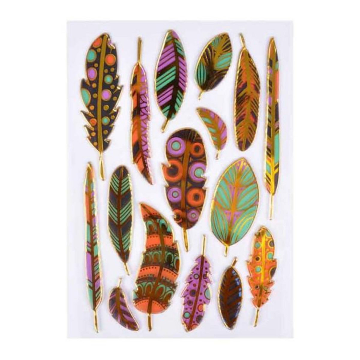Paris Prix Stickers Effet Métal  Plumes  Multicolore