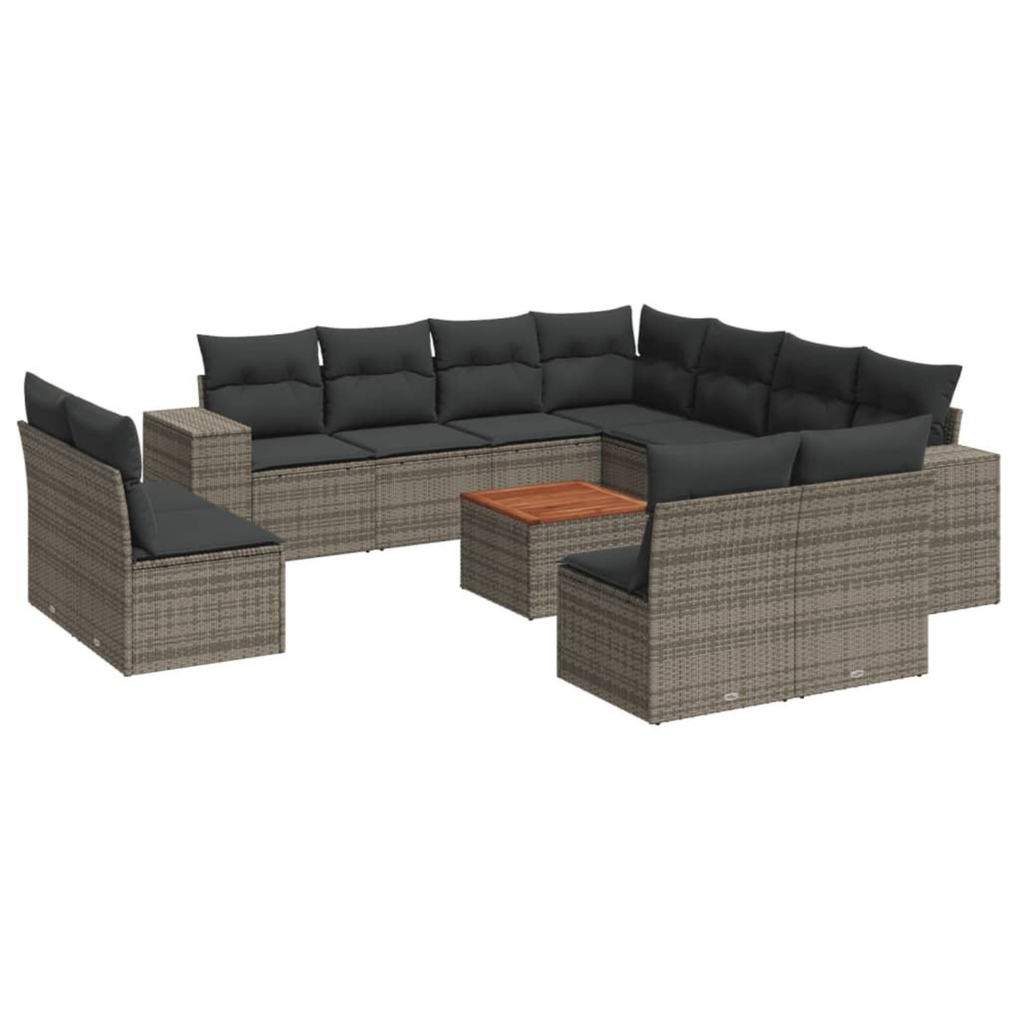 Voir la diapositive 2 : VIDAXL Salon de jardin avec coussins 12 pcs gris resine tressee