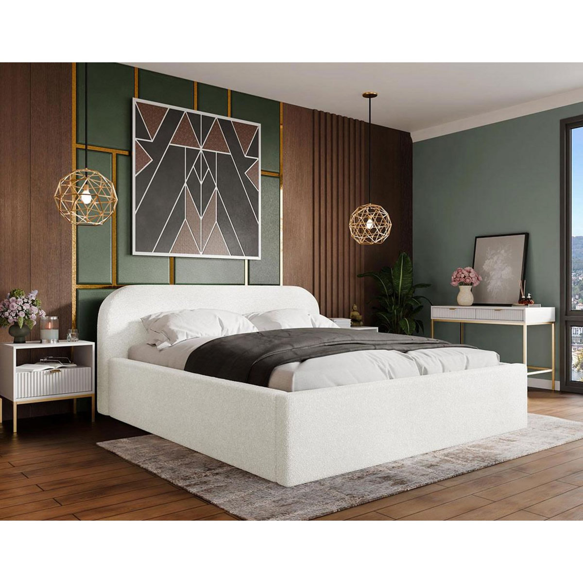 BEST MOBILIER Orane - lit coffre - 180x200 cm - en tissu bouclette