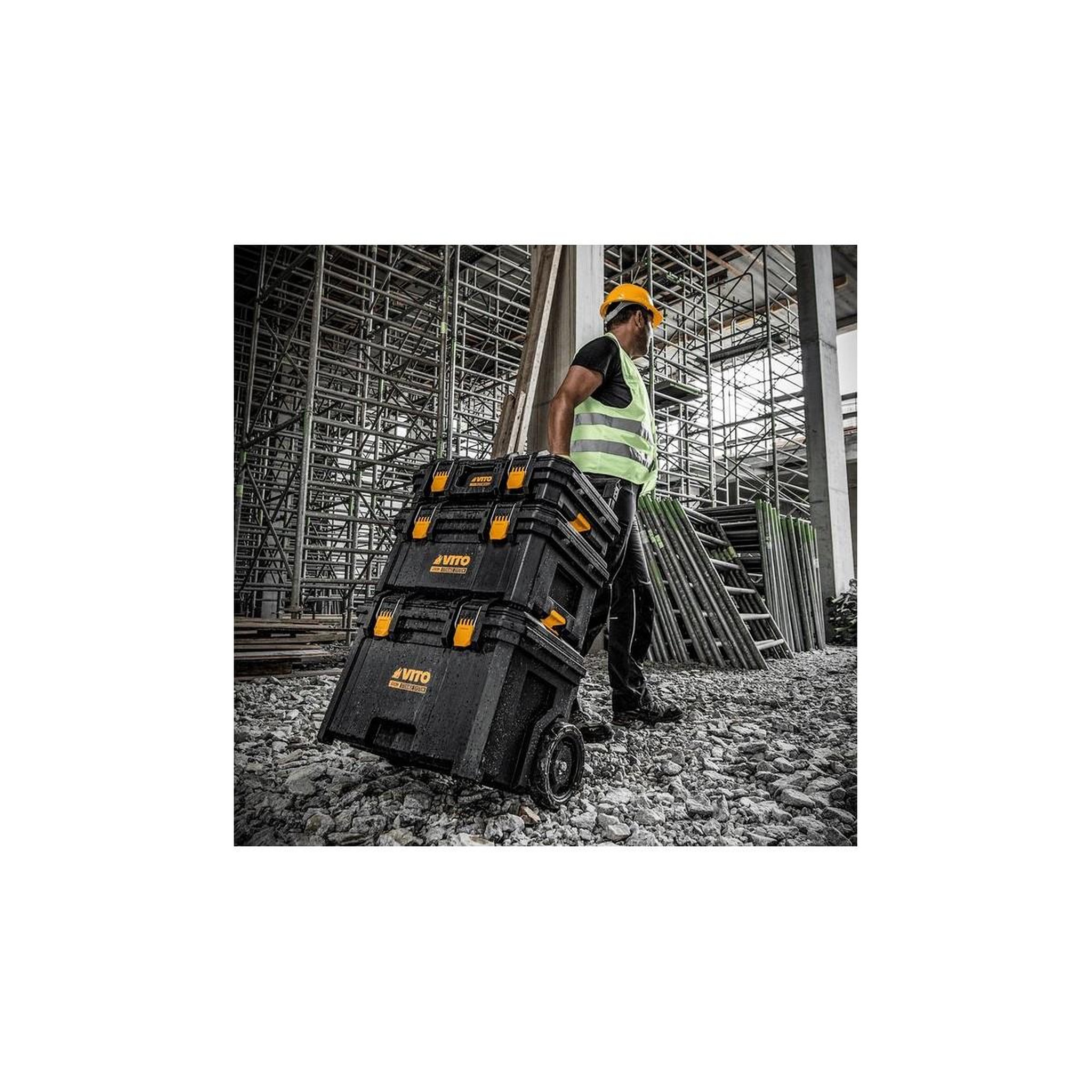 Voir la diapositive 2 : VITO Boîte à outils modulaire dim 41 x 57 x 30 cm charge 45kg mallette portable capacité 39litres vito
