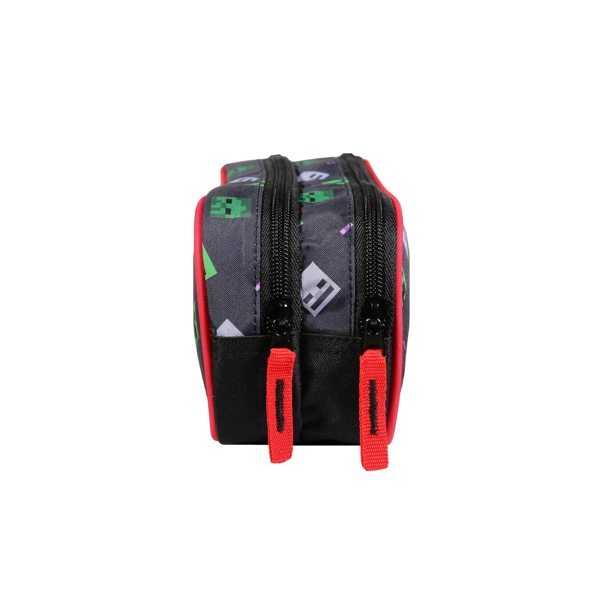 Voir la diapositive 3 : Bagtrotter BAGTROTTER  Trousse scolaire 2 compartiments Minecraft Noir