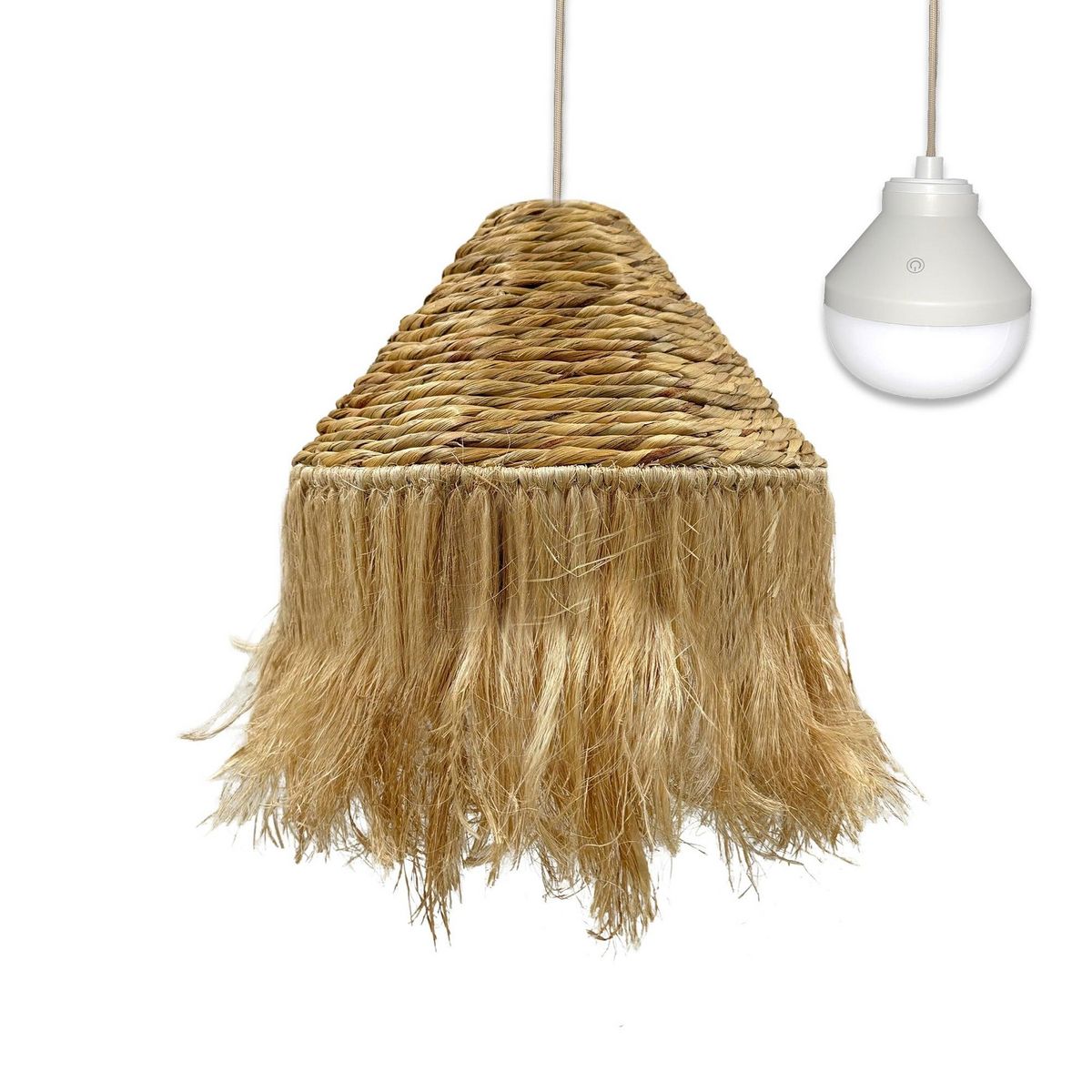 Lumisky Suspension nomade LEONORA Beige Fibre naturelle D44 cm