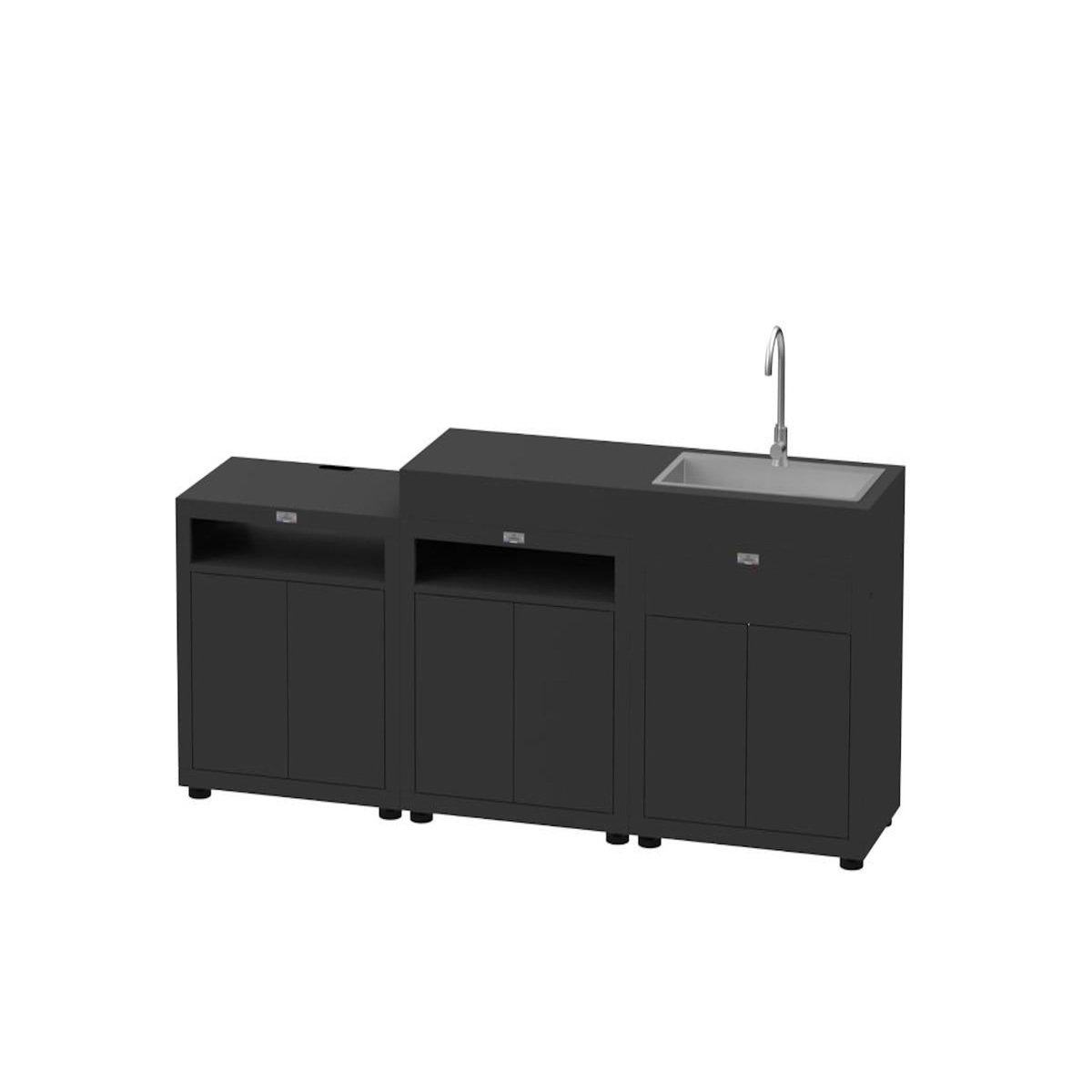 Le marquier Cuisine extérieure 3 éléments sans crédence – noir – Le Marquier