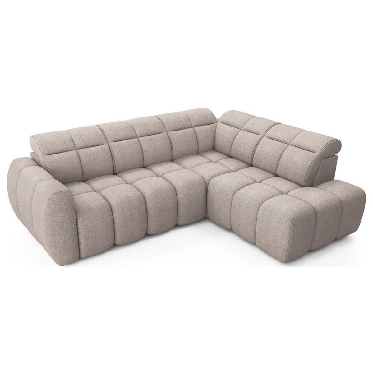 BEST MOBILIER Basile - canapé d'angle droit 4 places assise extensible électrique avec coffre en tissu texturé