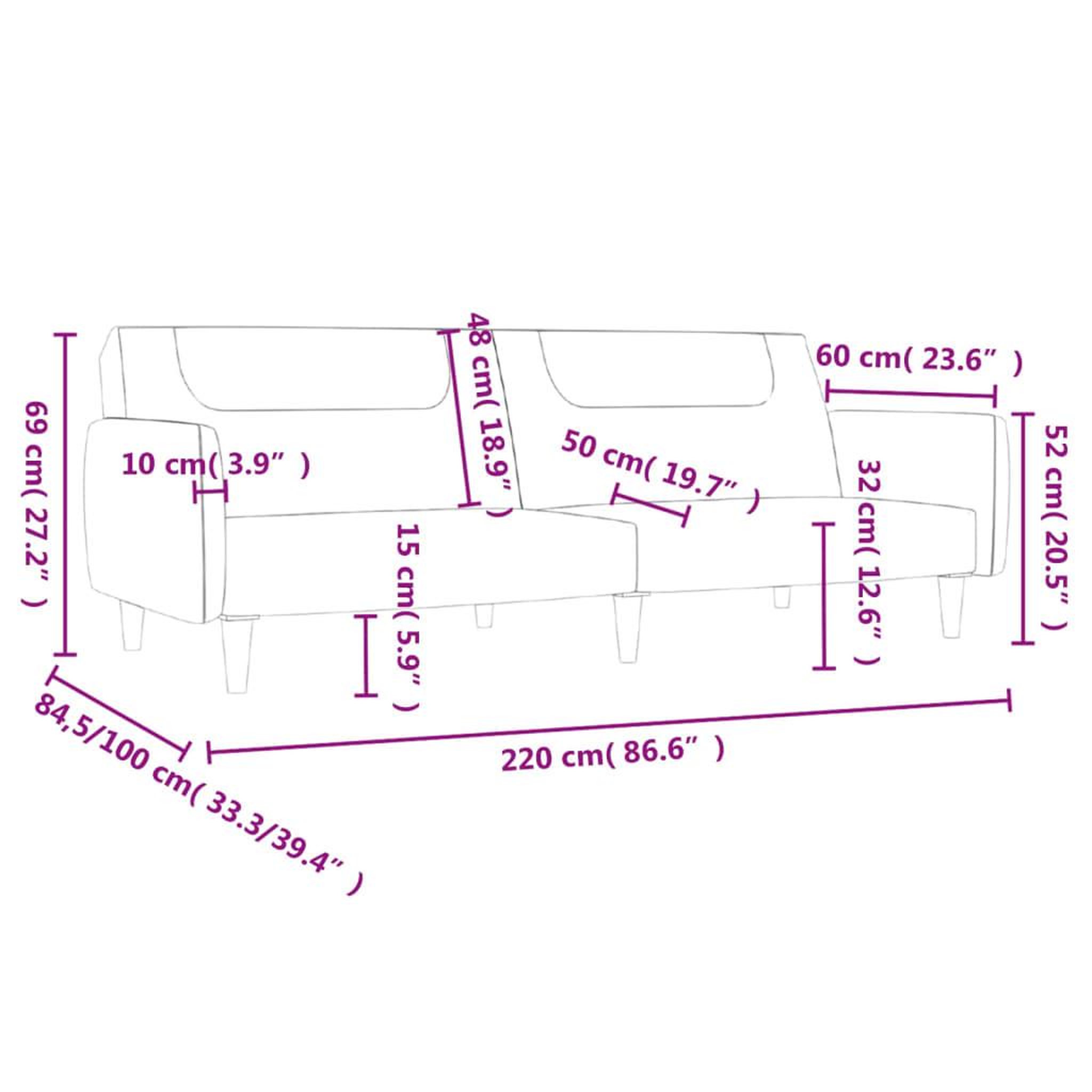 Voir la diapositive 6 : VIDAXL Canape-lit a 2 places rouge bordeaux tissu