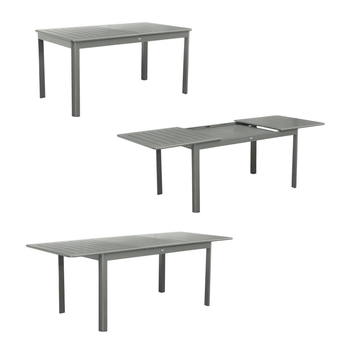 SWEEEK Table de jardin SEATTLE extensible aluminium, 6 places, 155 / 218,5 x 89 x 75 cm