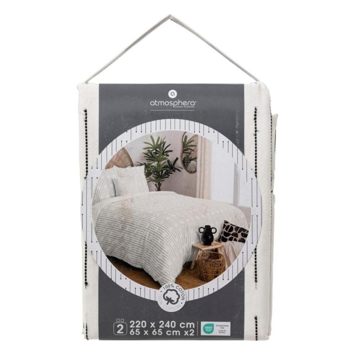 ATMOSPHERA Housse de couette 240x220 + 2 taies coton KAIN
