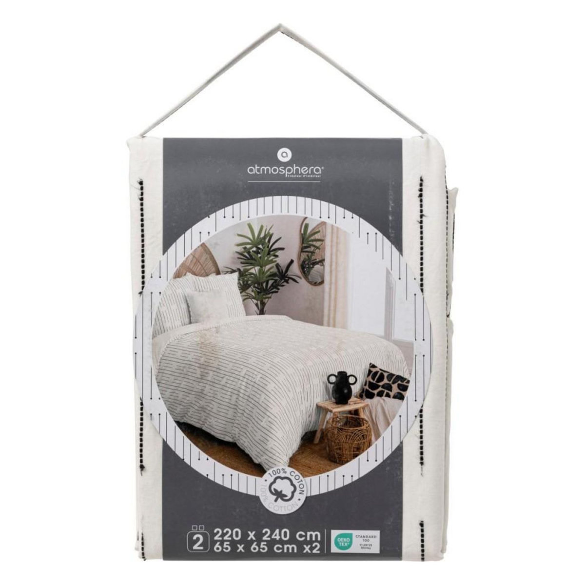 ATMOSPHERA Housse de couette 240x220 + 2 taies coton KAIN