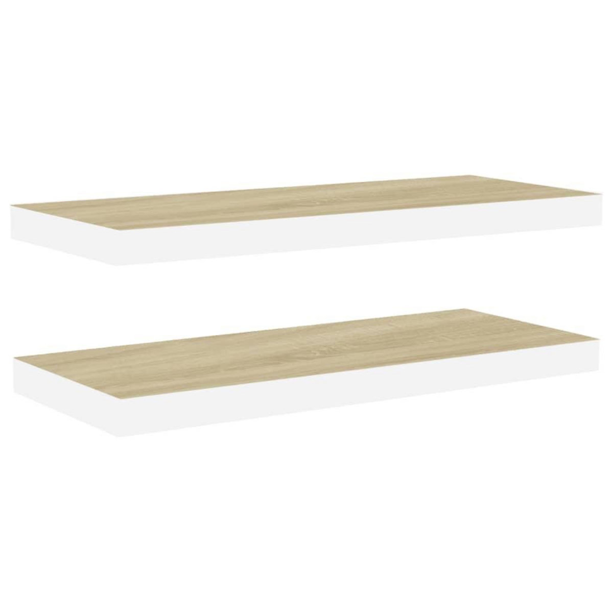 VIDAXL Etageres flottantes 2 pcs chene et blanc 60x23,5x3,8 cm MDF