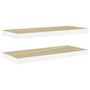 Voir la diapositive 2 : VIDAXL Etageres flottantes 2 pcs chene et blanc 60x23,5x3,8 cm MDF