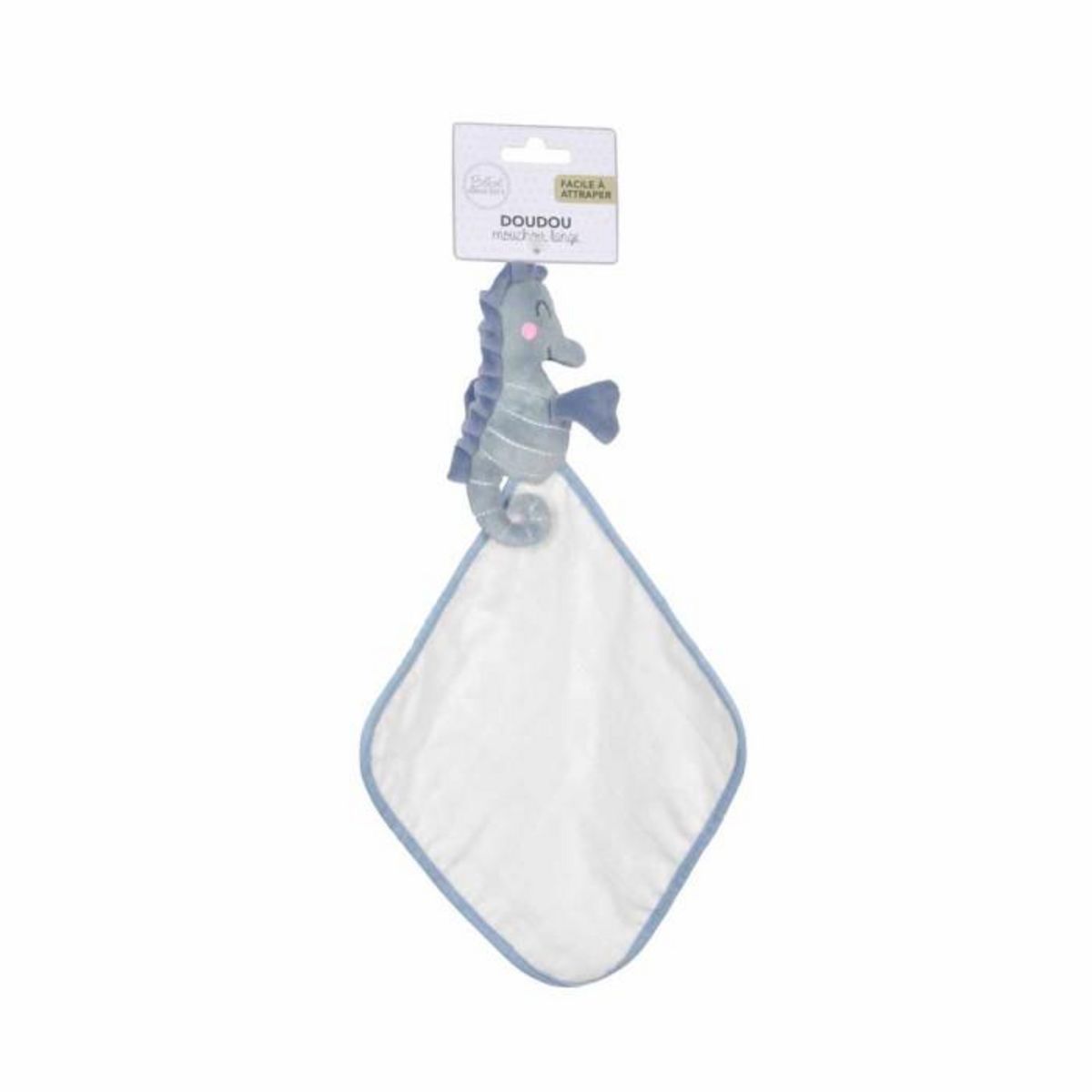 Paris Prix Doudou avec Lange  Hippocampe  18cm Bleu
