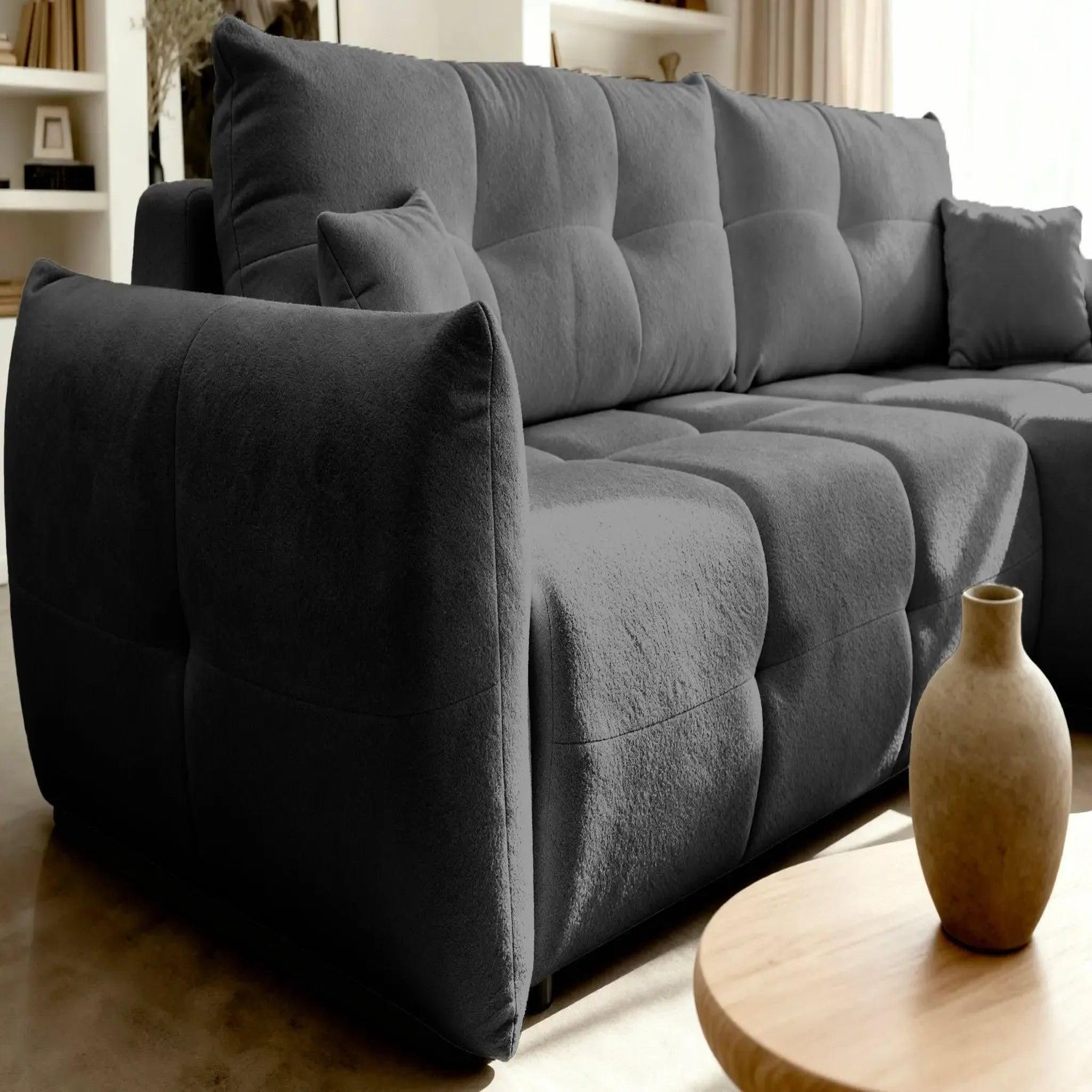Voir la diapositive 4 : CASANOVA PARIS June - canapé d'angle convertible tissu bouclette