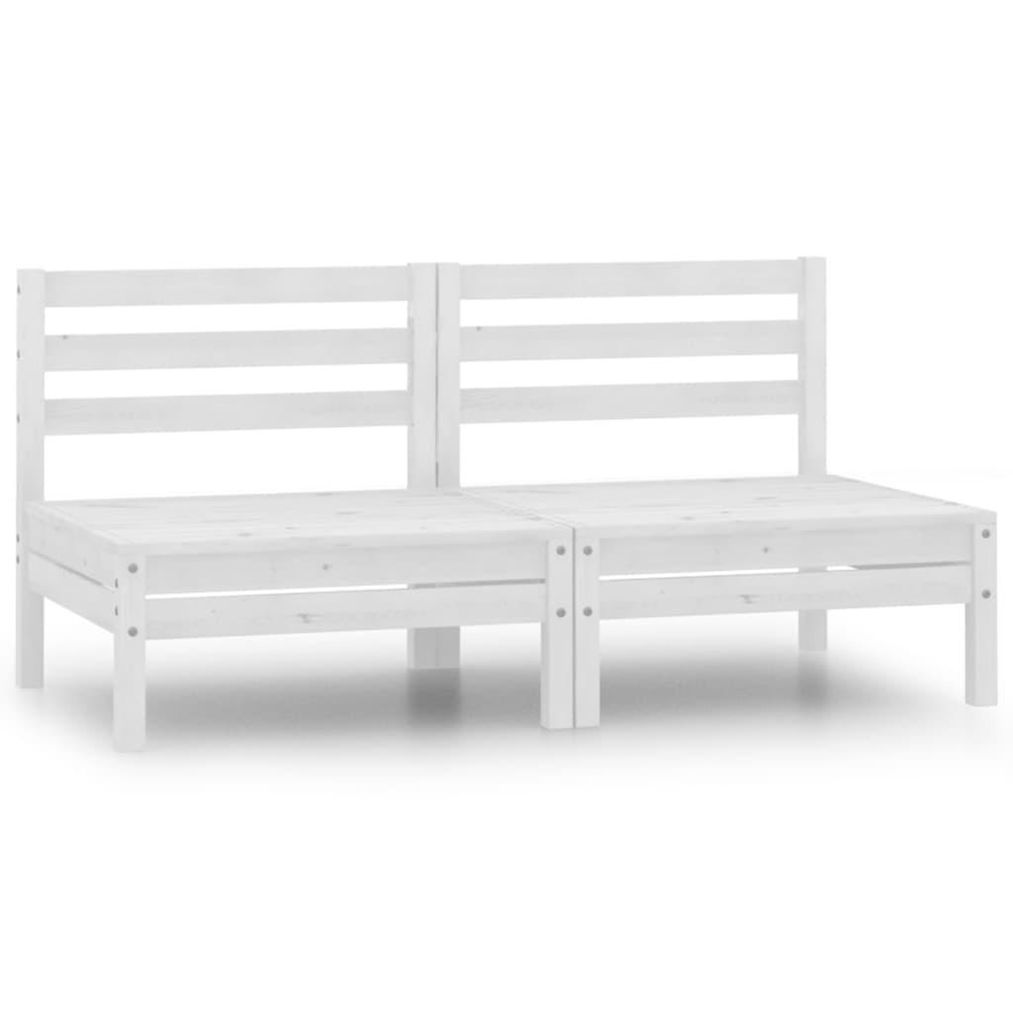 VIDAXL Canapes centraux de jardin 2 pcs blanc bois de pin massif