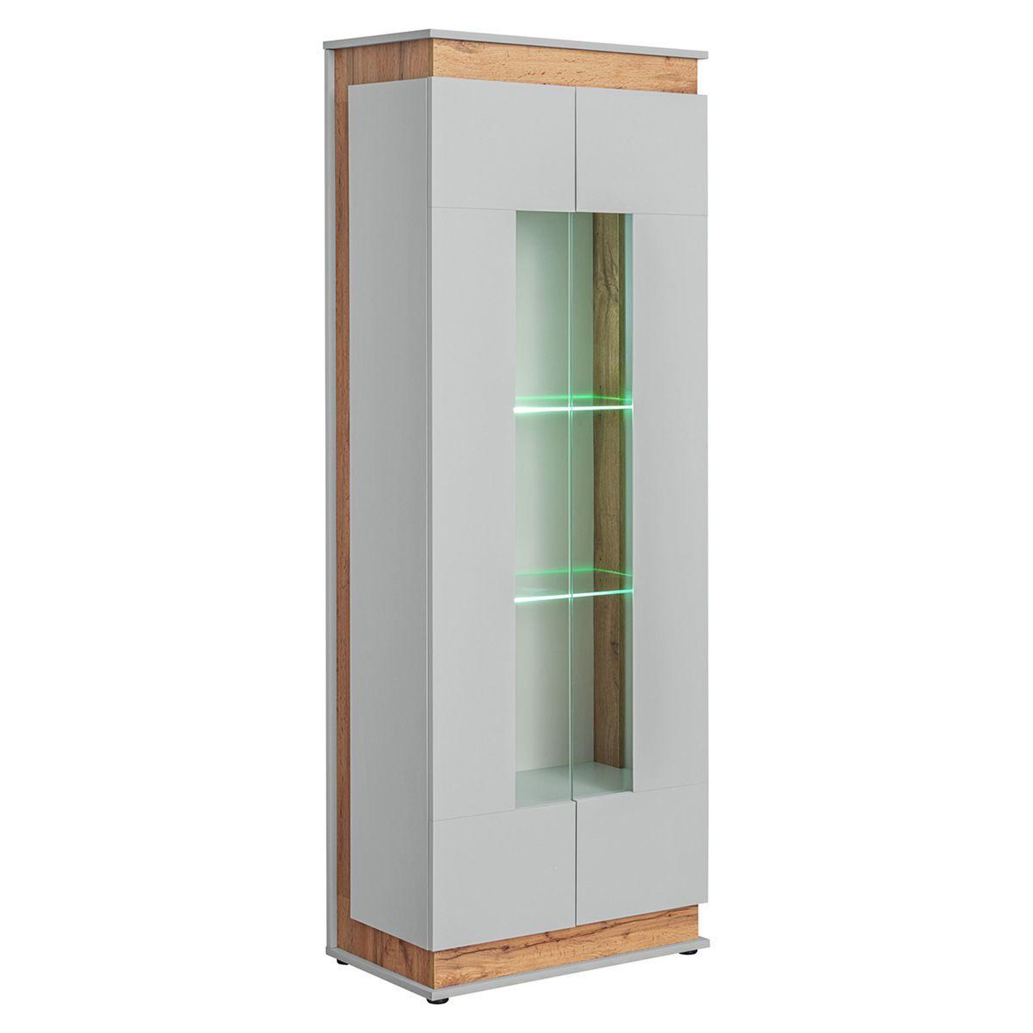 Voir la diapositive 1 : Paris Prix Vitrine à Led 4 Niveaux  Berlin  191cm Gris & Naturel