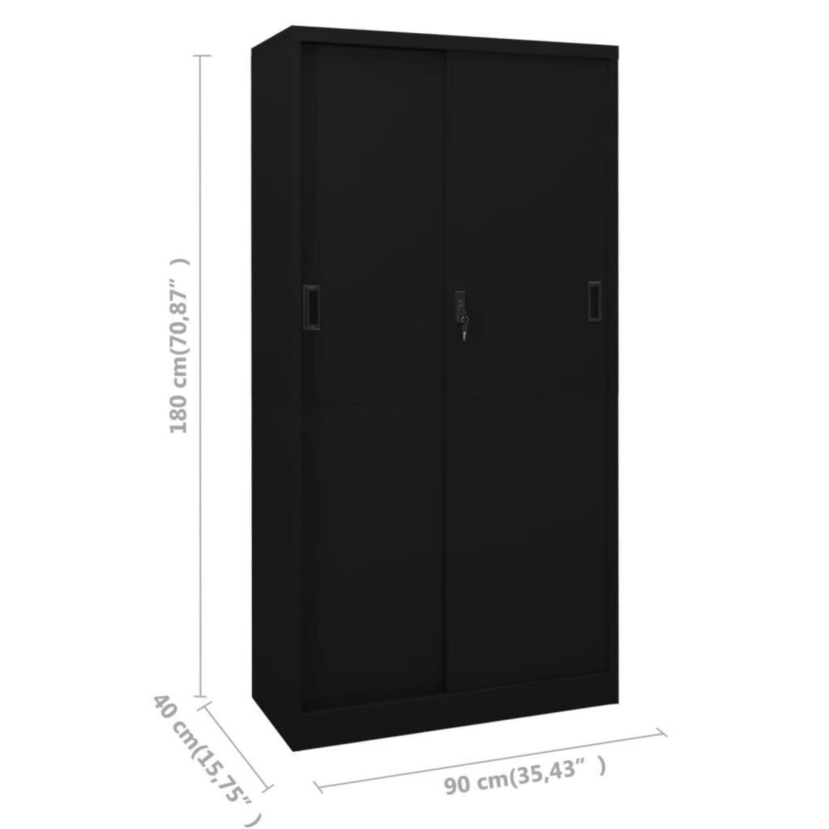 VIDAXL Armoire de bureau avec porte coulissante Noir 90x40x180cm Acier