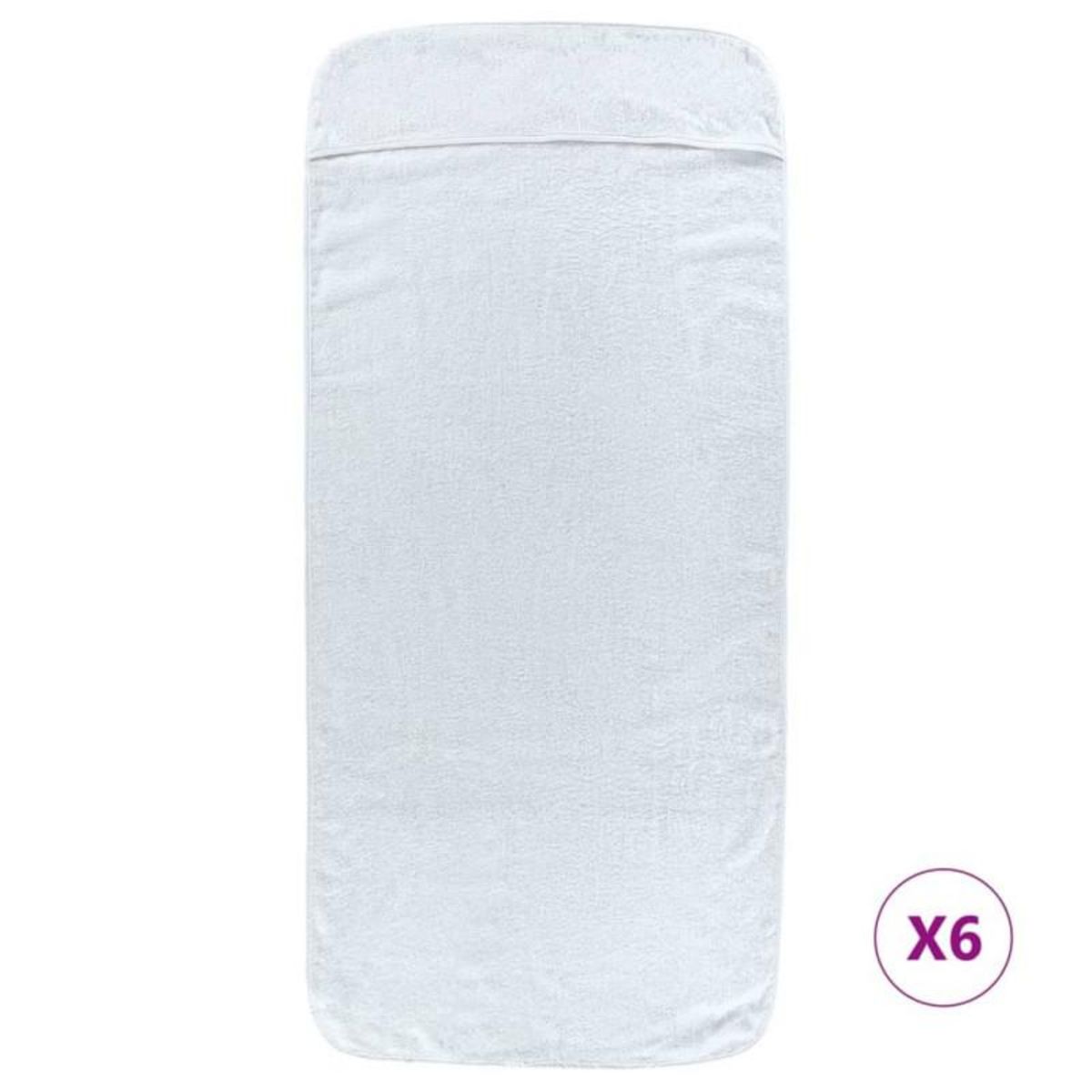 VIDAXL Serviettes de plage 6 pcs blanc 60x135 cm tissu 400 GSM