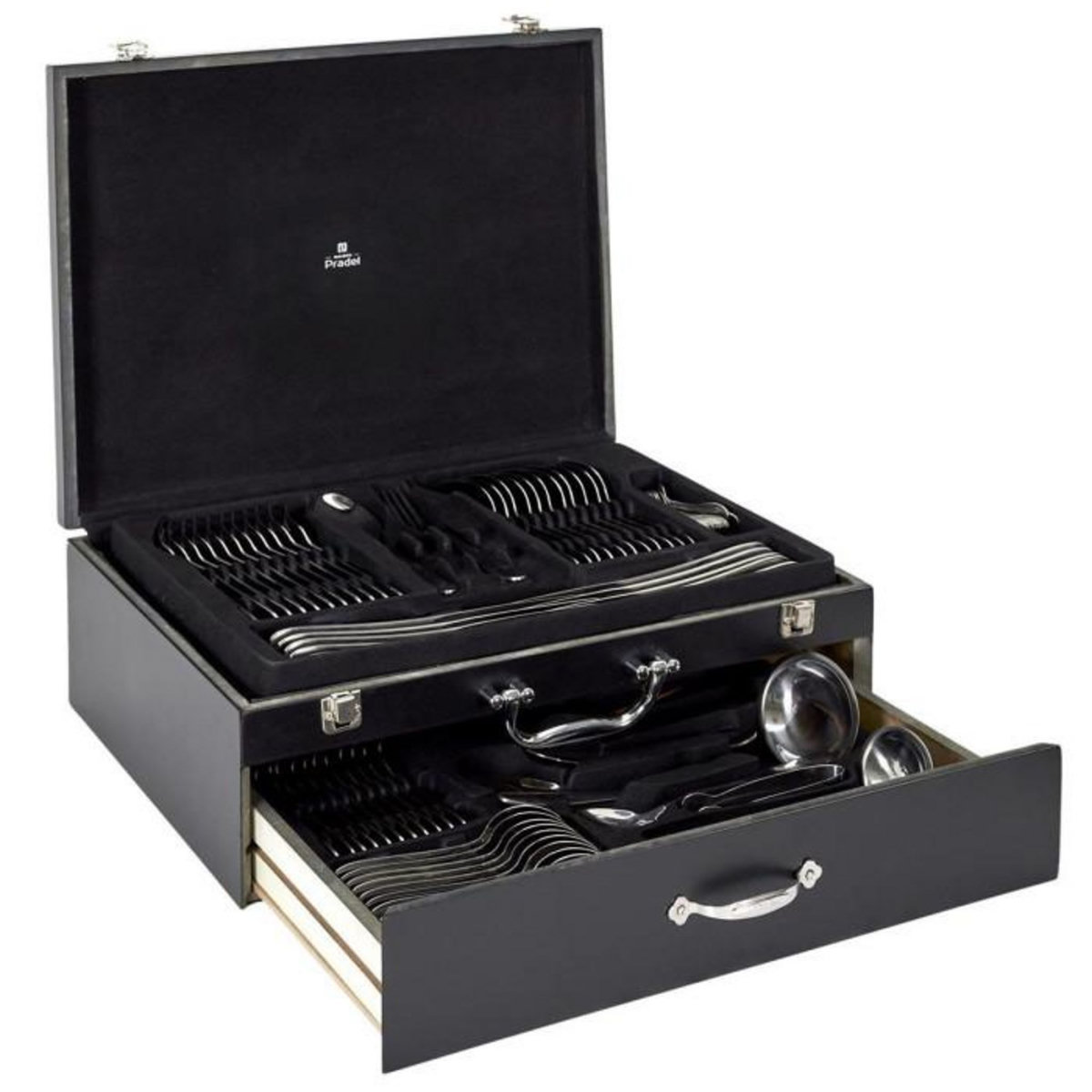 Paris Prix Ménagère 84 Pièces  Coffret Bois  45cm Noir