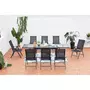CONCEPT USINE Salon de jardin extensible gris en alu + 8 fauteuils BRESCIA