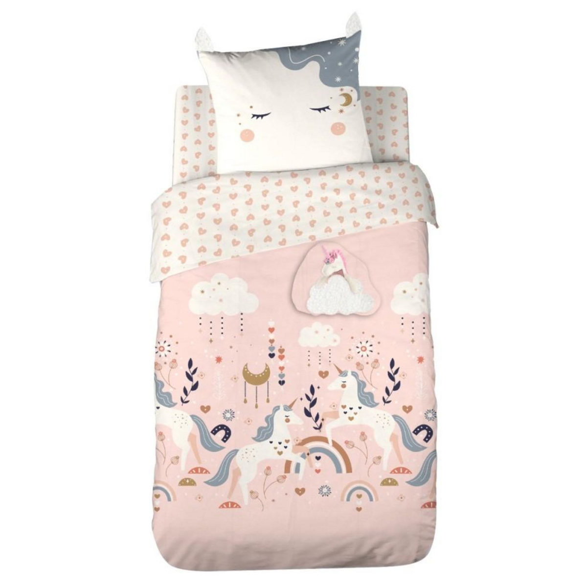 COTE DECO Housse de couette 140x200 + 1 taie Féerique