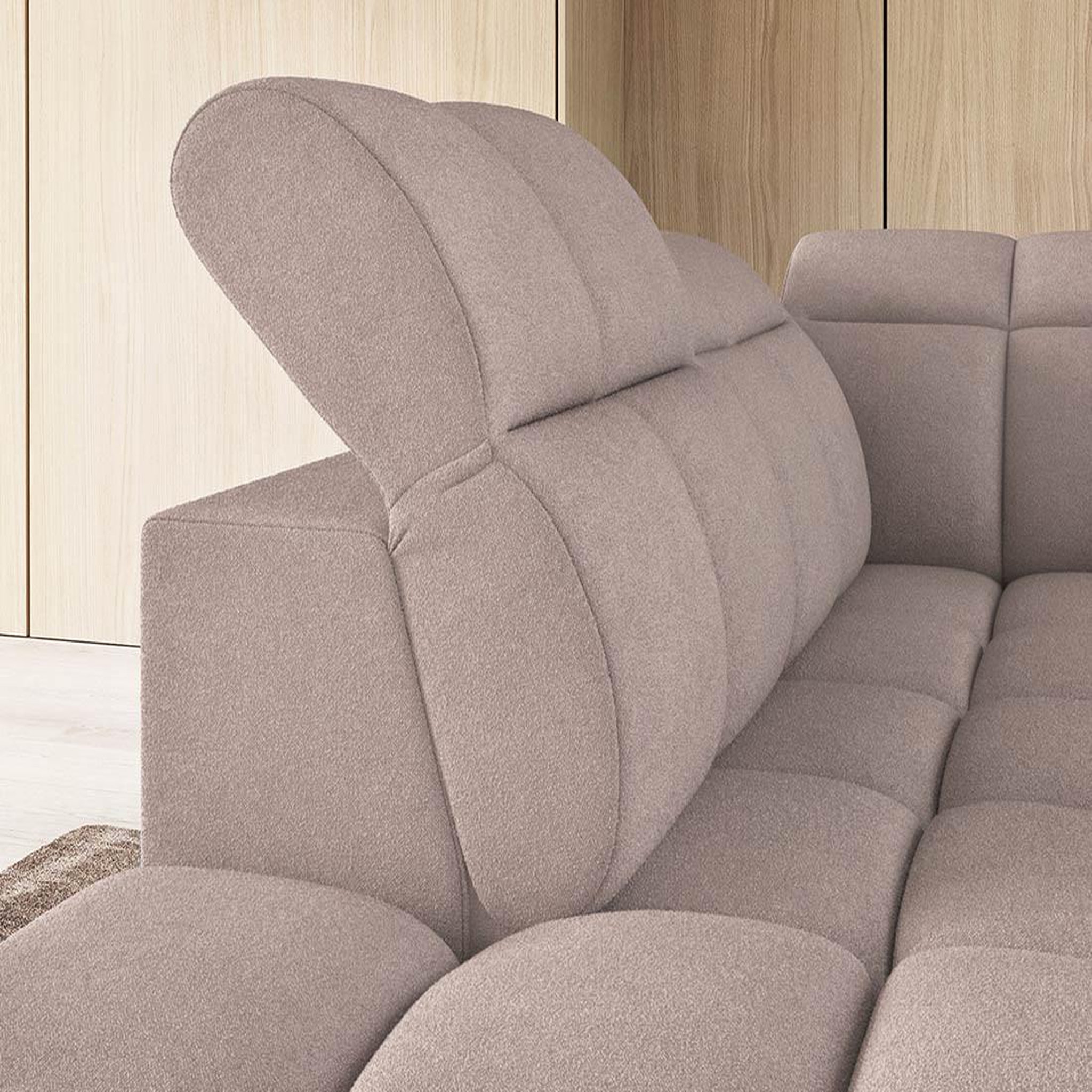 Voir la diapositive 4 : BEST MOBILIER Basile - canapé d'angle gauche 4 places assise extensible électrique avec coffre en tissu texturé