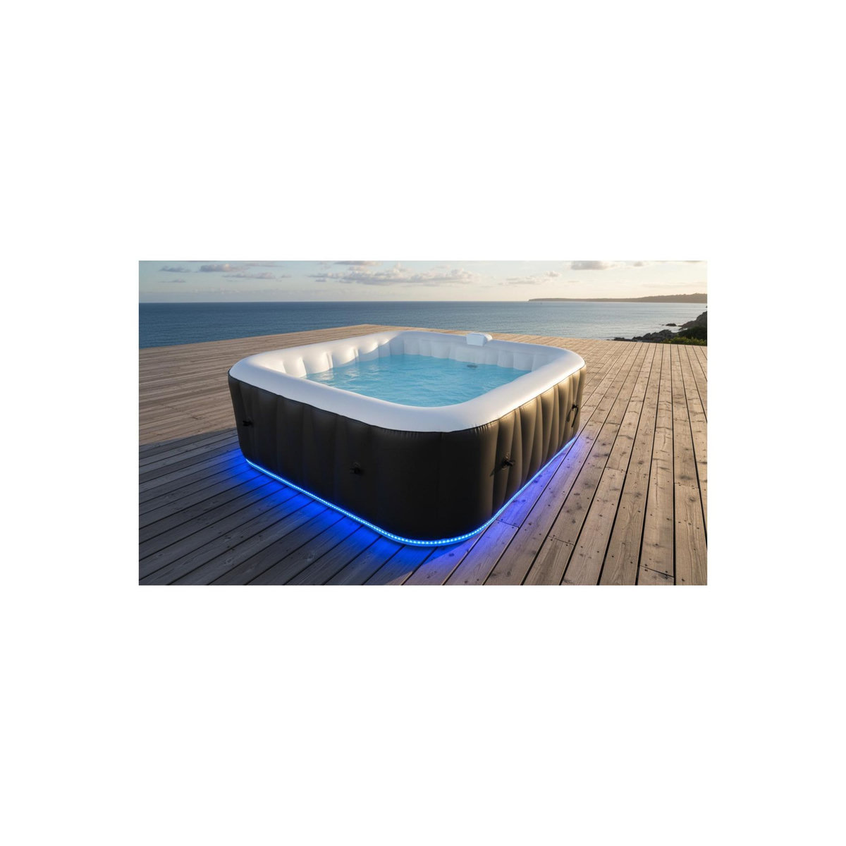 SUNSPA Spa gonflable 6 places carré - Sunspa - Bandeau LED inclus - Dimensions : 185 x 185 cm