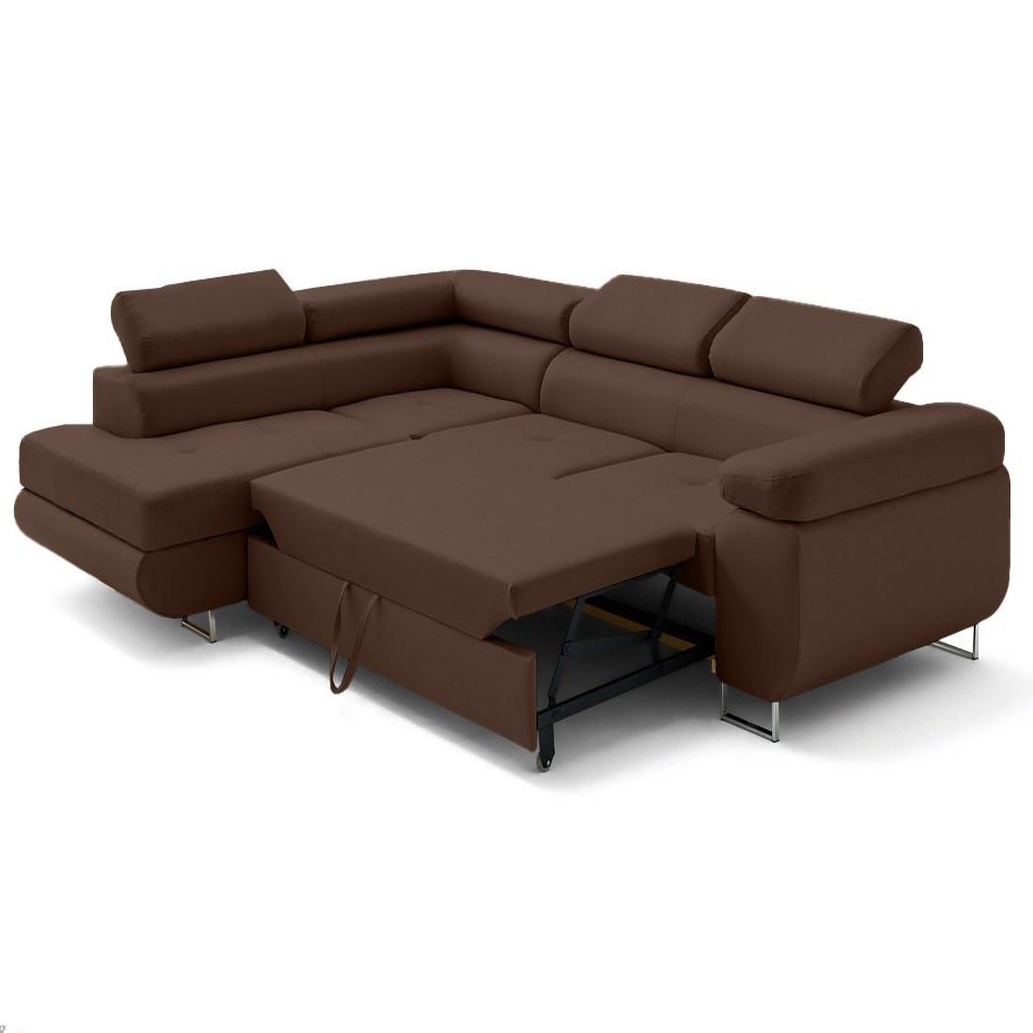 Voir la diapositive 5 : LISA DESIGN Zaria - canapé d'angle gauche 5 places convertible avec coffre et têtières en simili