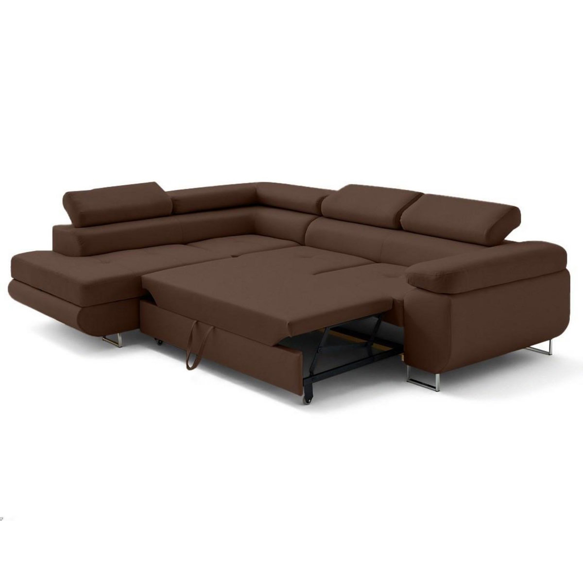 LISA DESIGN Zaria - canapé d'angle gauche 5 places convertible avec coffre et têtières en simili