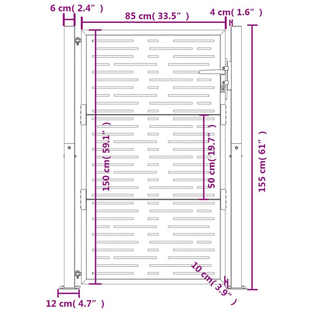 VIDAXL Portail de jardin anthracite 105x155 cm conception de carre
