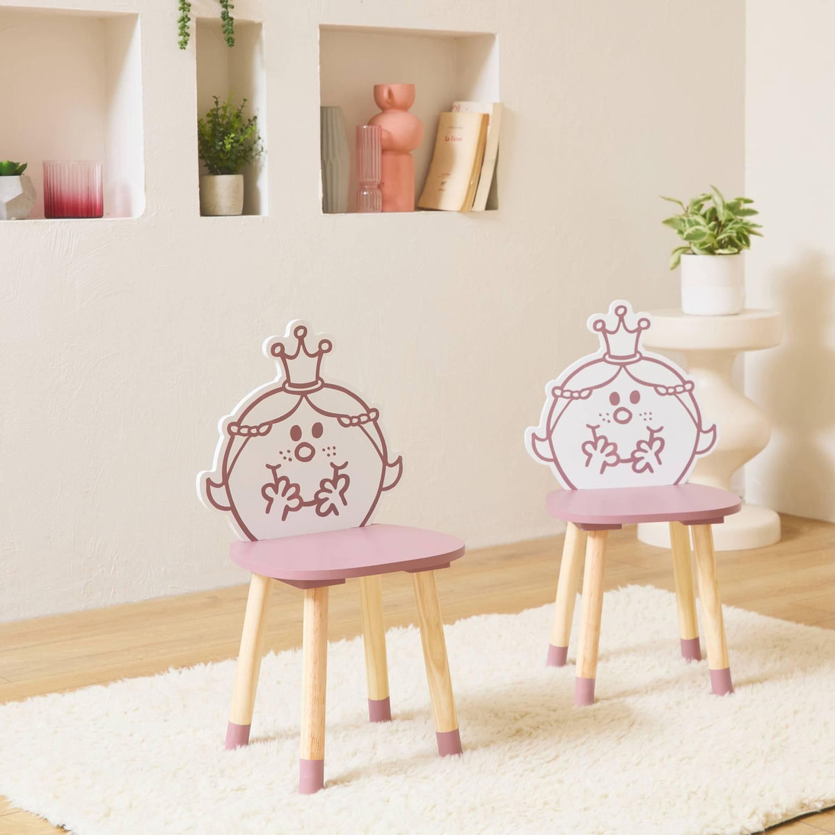 SWEEEK Lot de 2 chaises enfant collection Monsieur/Madame - Madame Princesse. rose