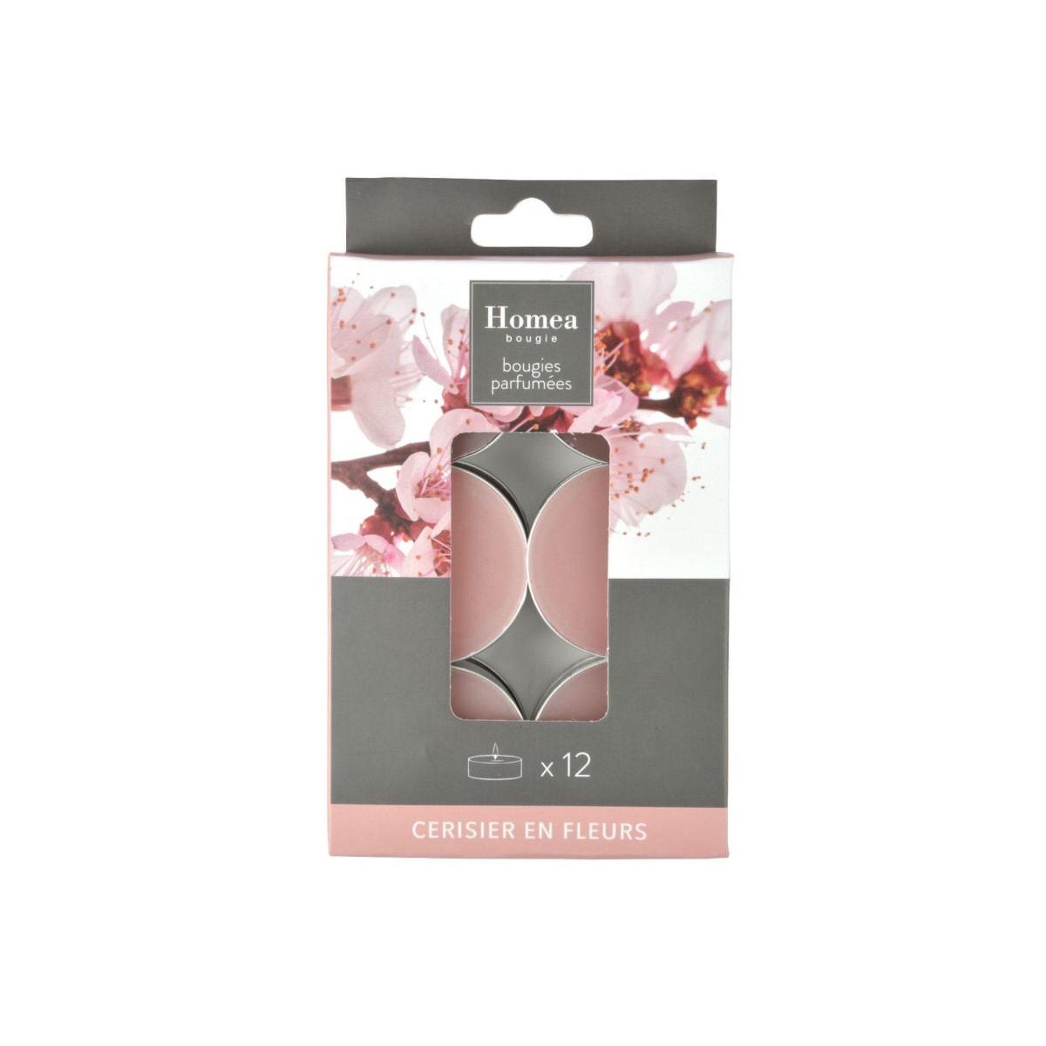 Voir la diapositive 3 : HOMEA Lot de 12 bougies chauffe-plat  essentiel ii  3,5cm cerisier en fleurs