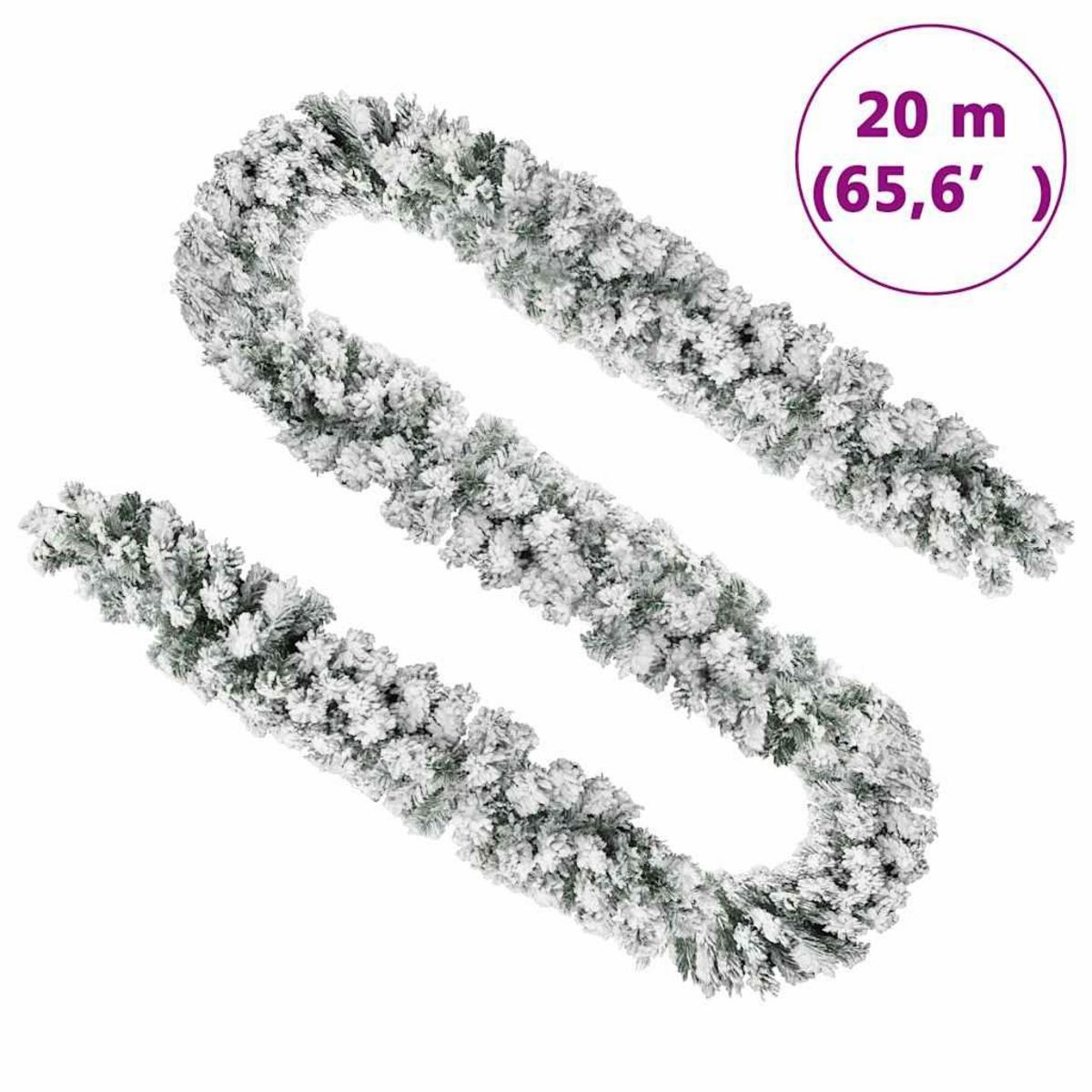VIDAXL Guirlande de Noël avec neige floquee Vert 20 m PVC