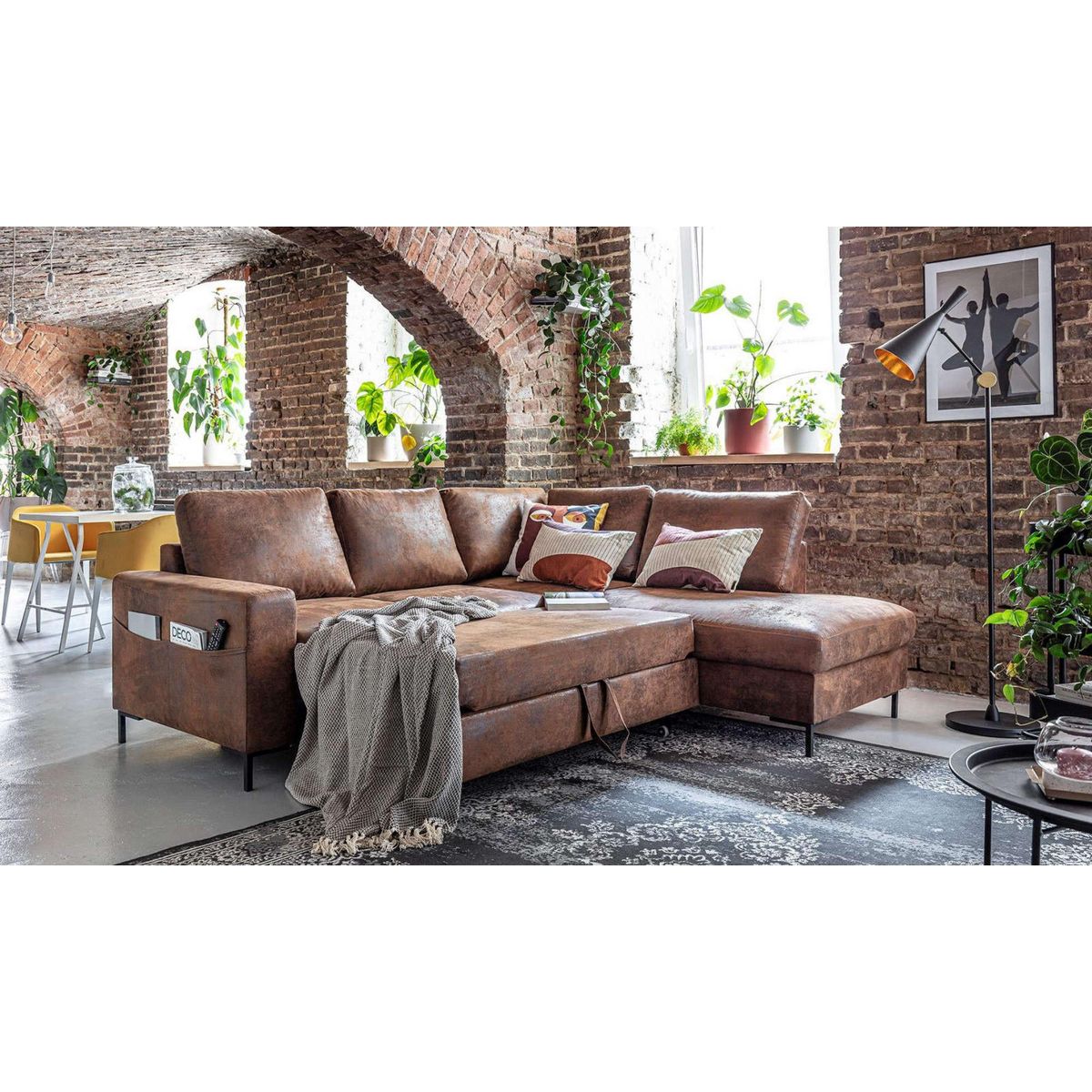 BEST MOBILIER Lilly - canapé d'angle droit - 5 places - convertible - en microfibre