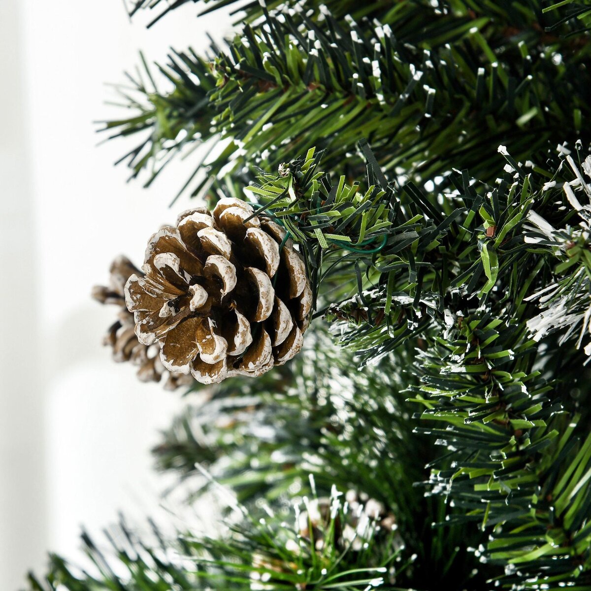 HOMCOM Sapin de Noël artificiel aspect enneigé Ø 65 x 180H cm 37 pommes de pin 618 branches épines imitation Nordmann grand réalisme