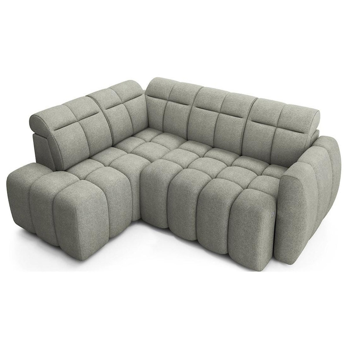 BEST MOBILIER Basile - canapé d'angle gauche 4 places assise extensible électrique avec coffre en tissu texturé