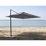 Jardiline Parasol en aluminium carré coloris taupe avec pied en croix + housse incluse Trinidad - 3 x 3 x 2,66 m - Jardiline