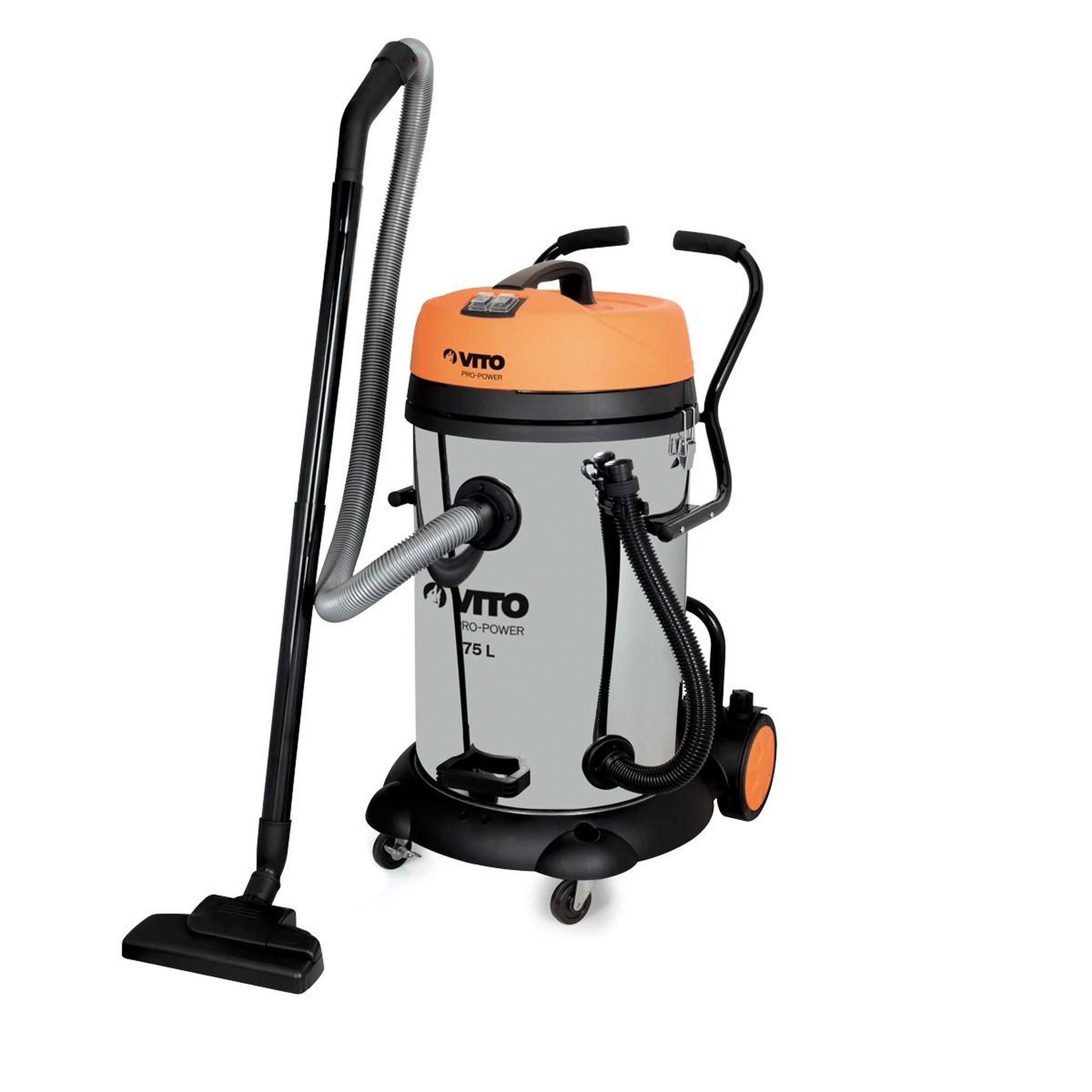 VITO Pro-Power Aspirateur eau et poussières 2400w cuve 75 litres inox nettoyage professionnel vito