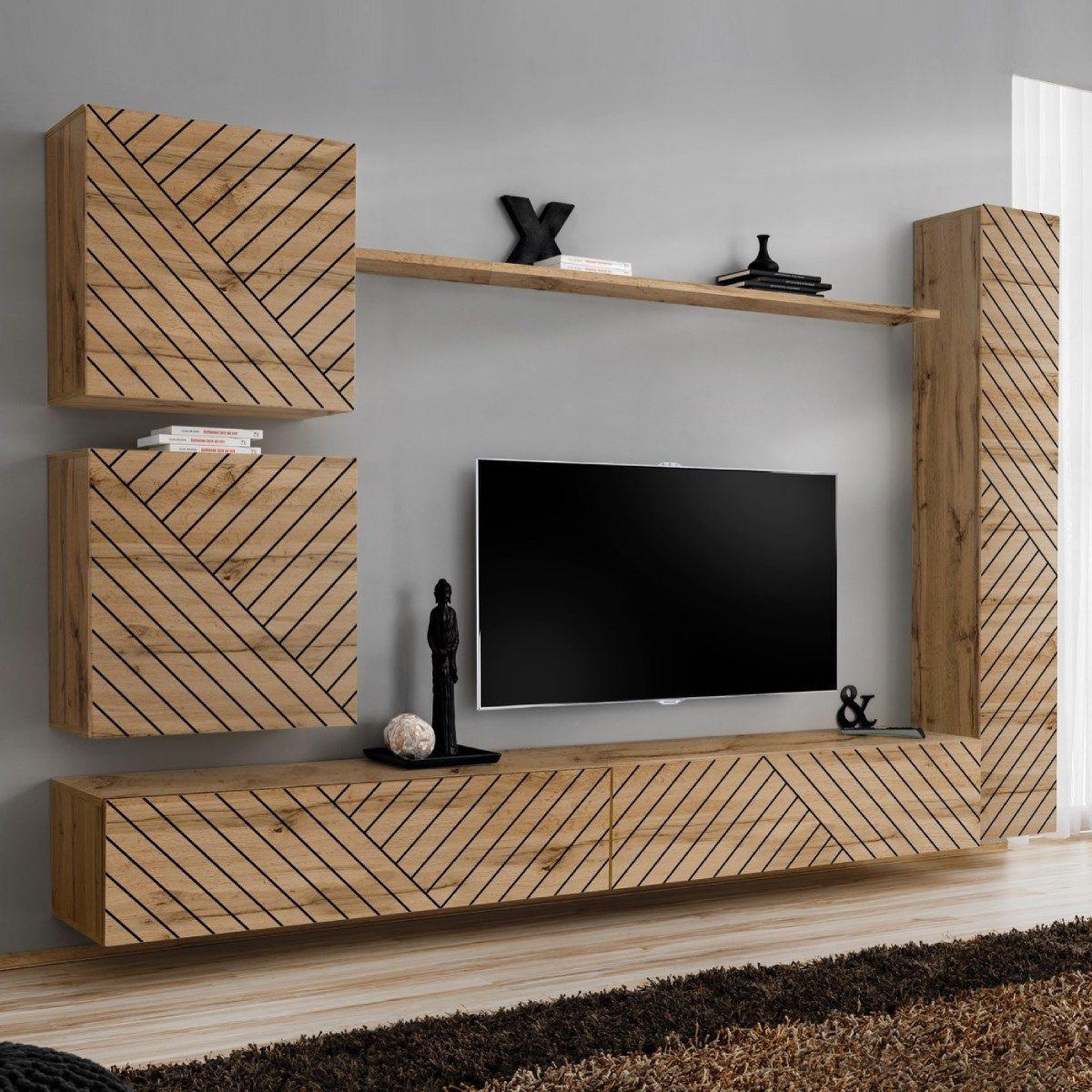 Paris Prix Ensemble meuble tv  switch lamel viii  280cm naturel