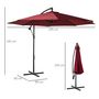Voir la diapositive 3 : OUTSUNNY Parasol déporté octogonal inclinable manivelle pied acier Ø 3 x 2,5H m bordeaux