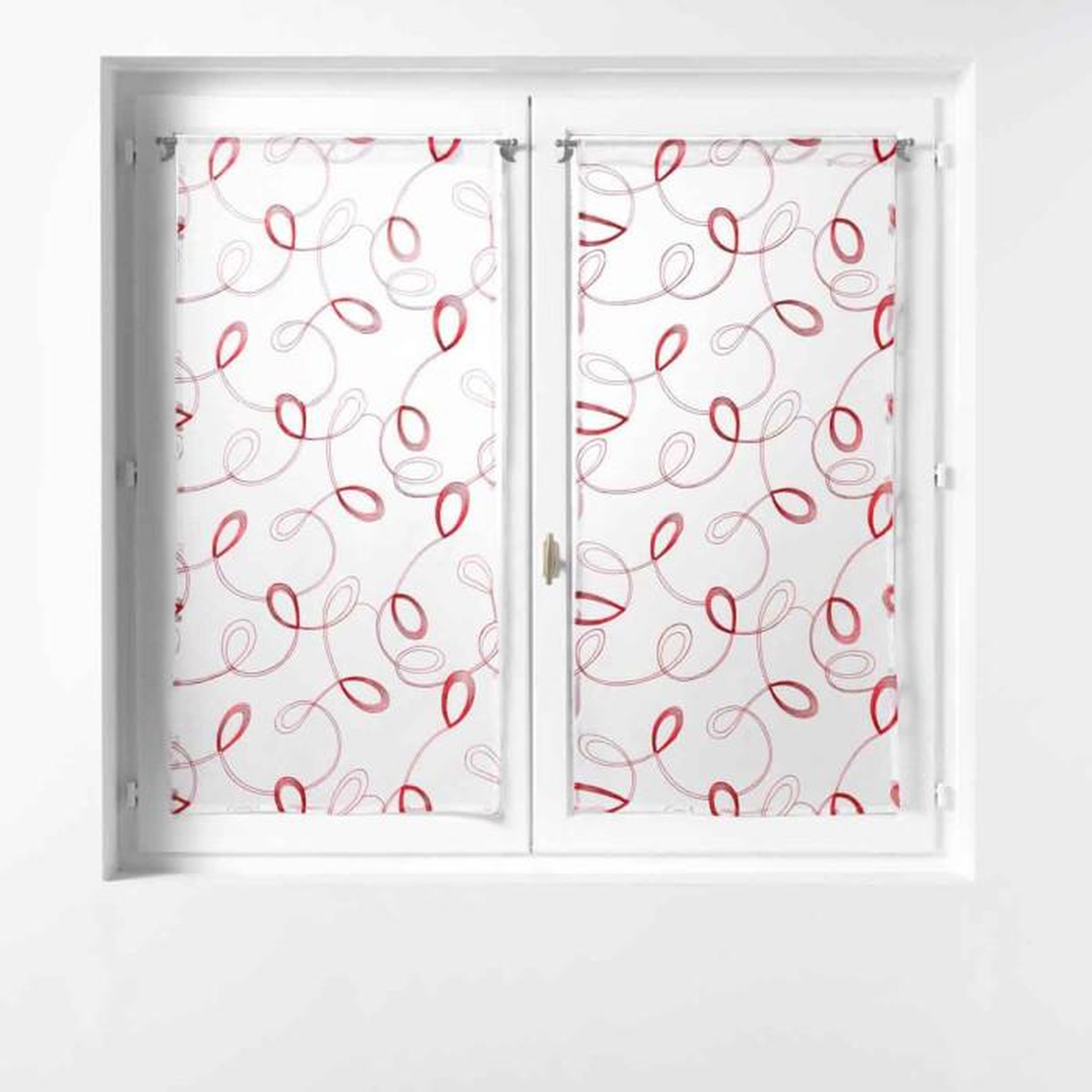 Voir la diapositive 1 : Paris Prix Paire de Voilages  Hoops  60x90cm Rouge