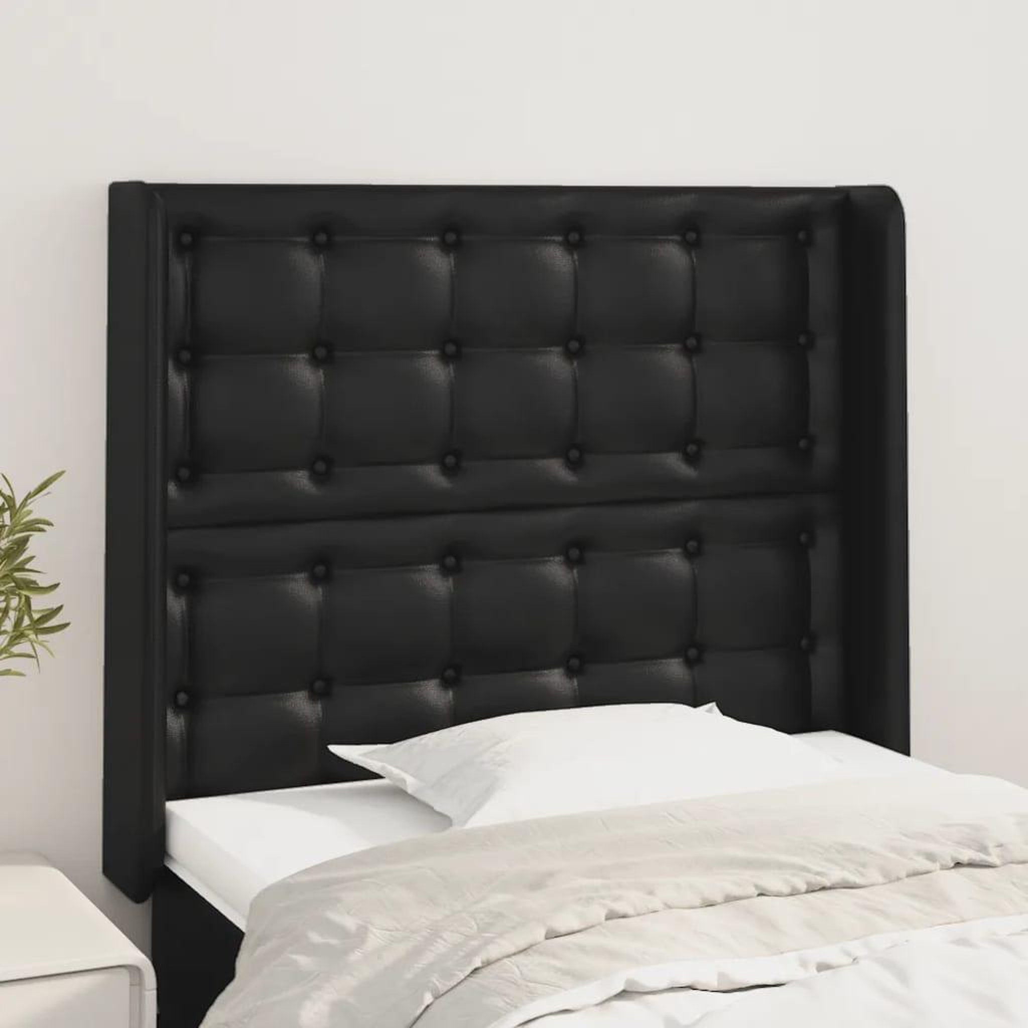 Voir la diapositive 1 : VIDAXL Tete de lit avec oreilles Noir 83x16x118/128 cm Similicuir